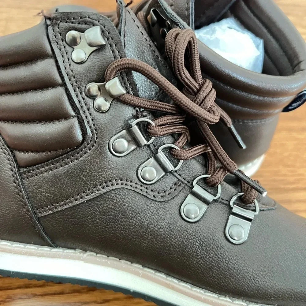 NAUTICA Alize Kids Ankle Chukka Boots Leather LaceUp Lug Sole sz Youth 3 Outdoor